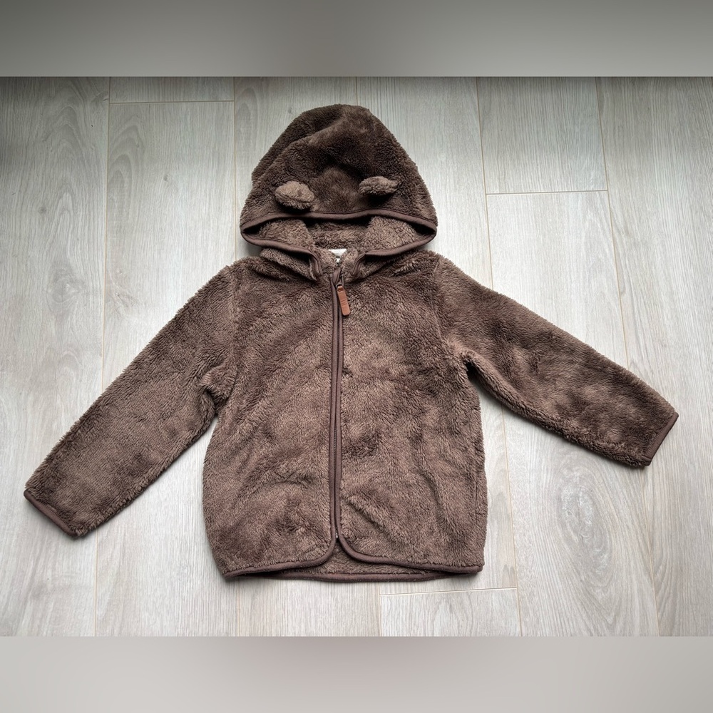 2/$20 H&M | Cozy Teddy Fleece Zip Up Jacket with Detachable Teddy Hood 3T